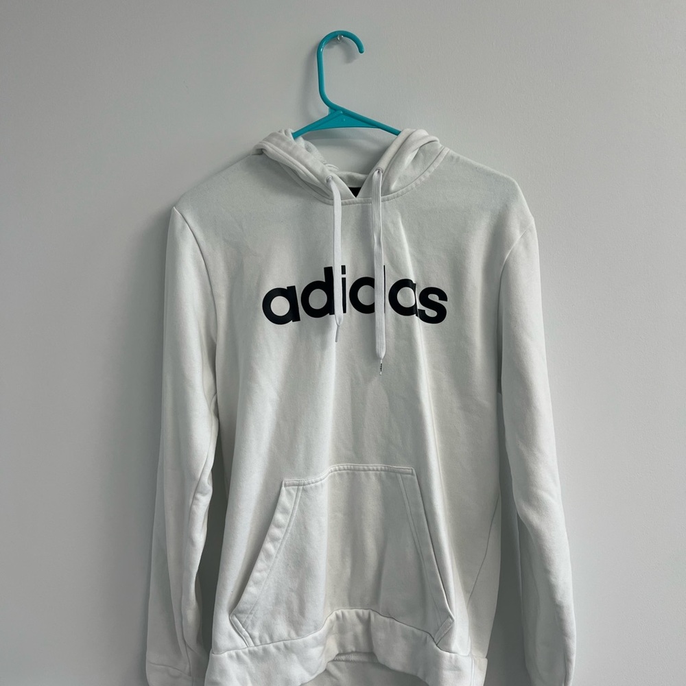Adidas White Crew Neck Sweater Casual Cotton Blend
